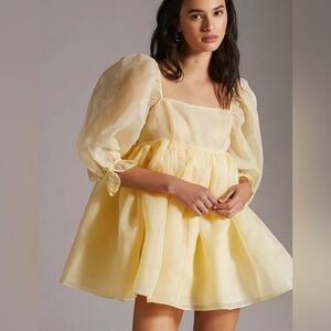 Anthropologie Selkie Puff Dress Banana